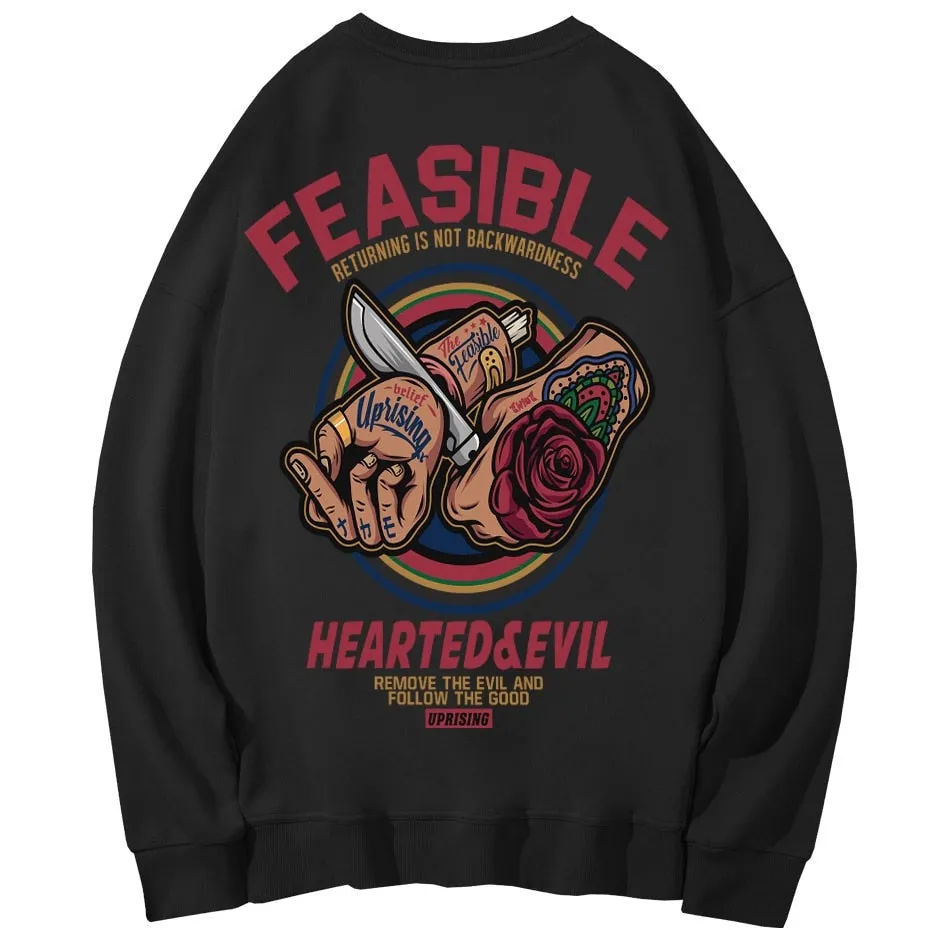 Hoodies, Sweatshirts Chinese style card street personality Ghost Hip hop Europe America long sleeve Human head knife Saccharum