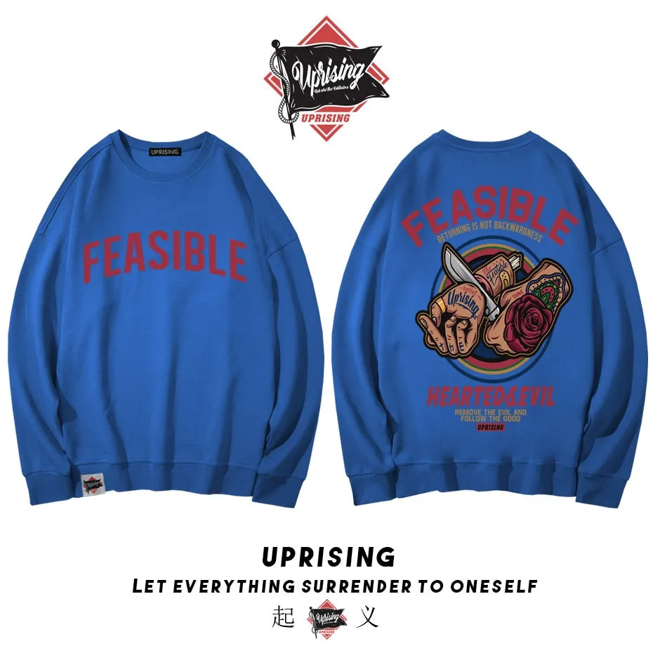 Hoodies, Sweatshirts Chinese style card street personality Ghost Hip hop Europe America long sleeve Human head knife Saccharum