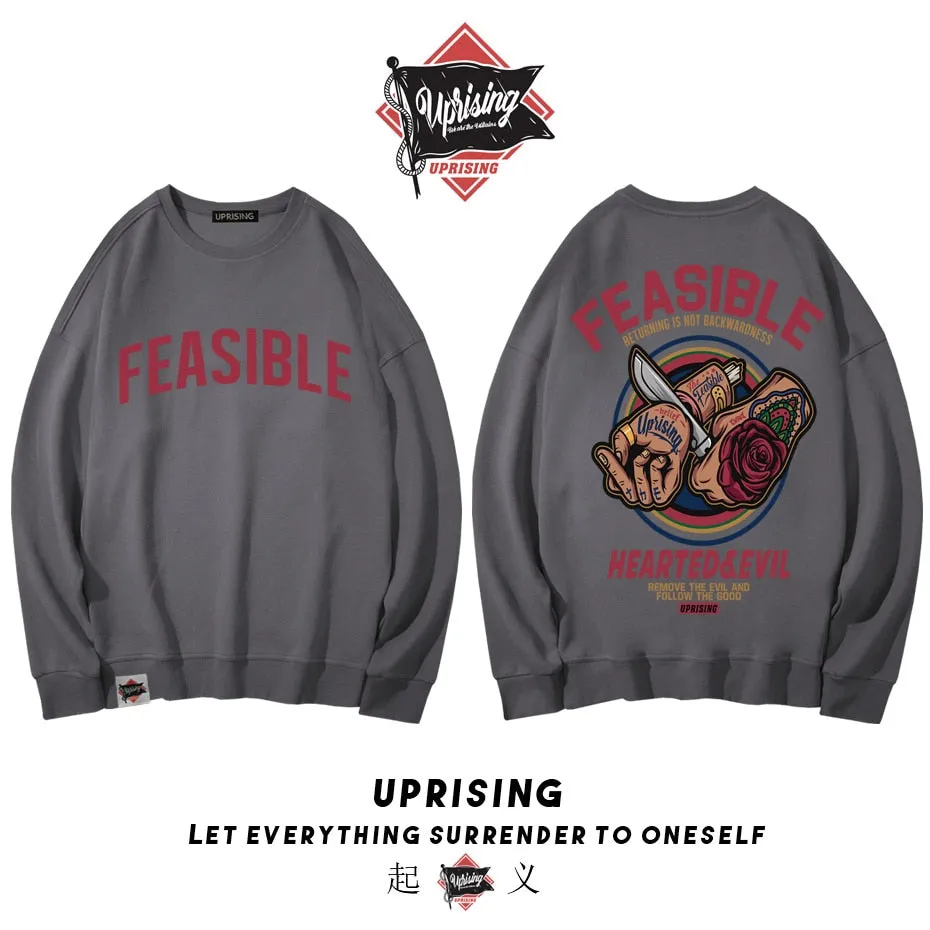 Hoodies, Sweatshirts Chinese style card street personality Ghost Hip hop Europe America long sleeve Human head knife Saccharum