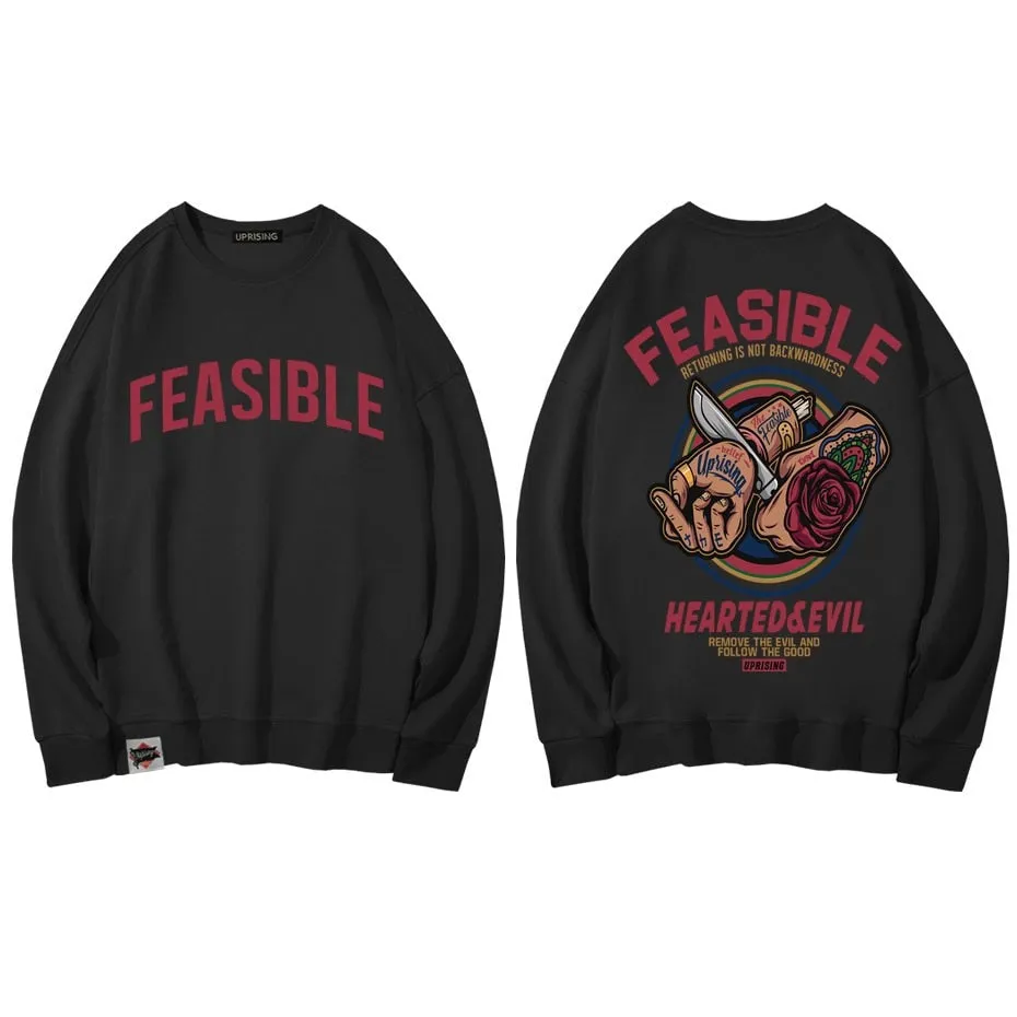 Hoodies, Sweatshirts Chinese style card street personality Ghost Hip hop Europe America long sleeve Human head knife Saccharum