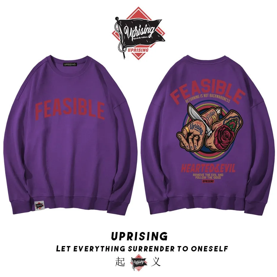 Hoodies, Sweatshirts Chinese style card street personality Ghost Hip hop Europe America long sleeve Human head knife Saccharum