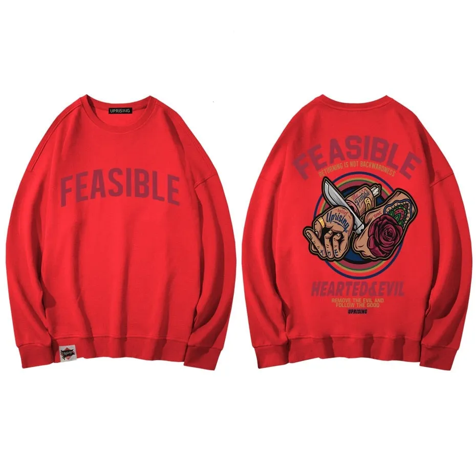 Hoodies, Sweatshirts Chinese style card street personality Ghost Hip hop Europe America long sleeve Human head knife Saccharum