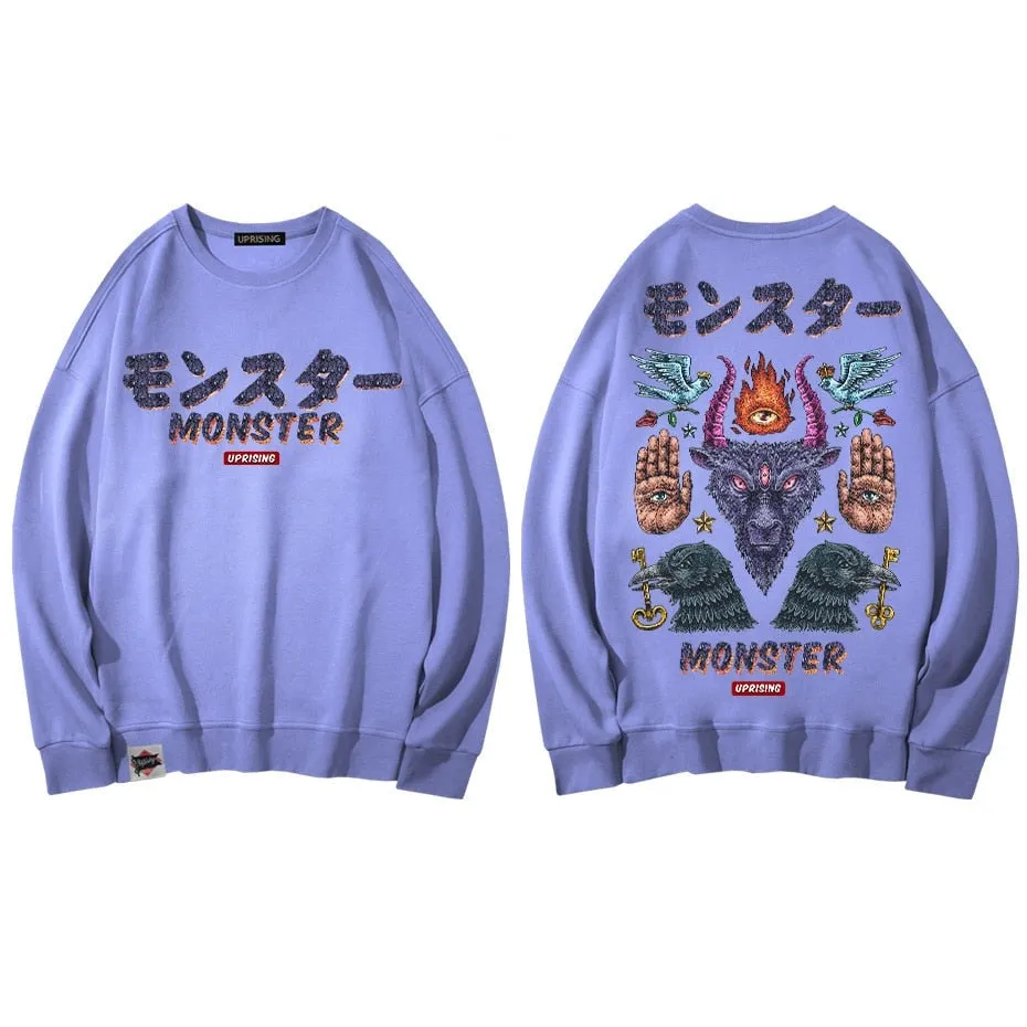 Hoodies, Sweatshirts Monster long-sleeved street fashion brand personality joint hip-hop motorcycle popular