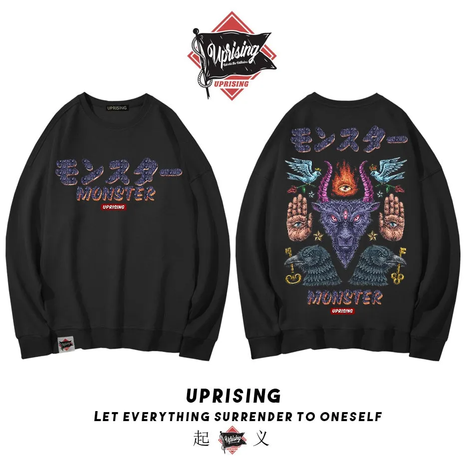 Hoodies, Sweatshirts Monster long-sleeved street fashion brand personality joint hip-hop motorcycle popular