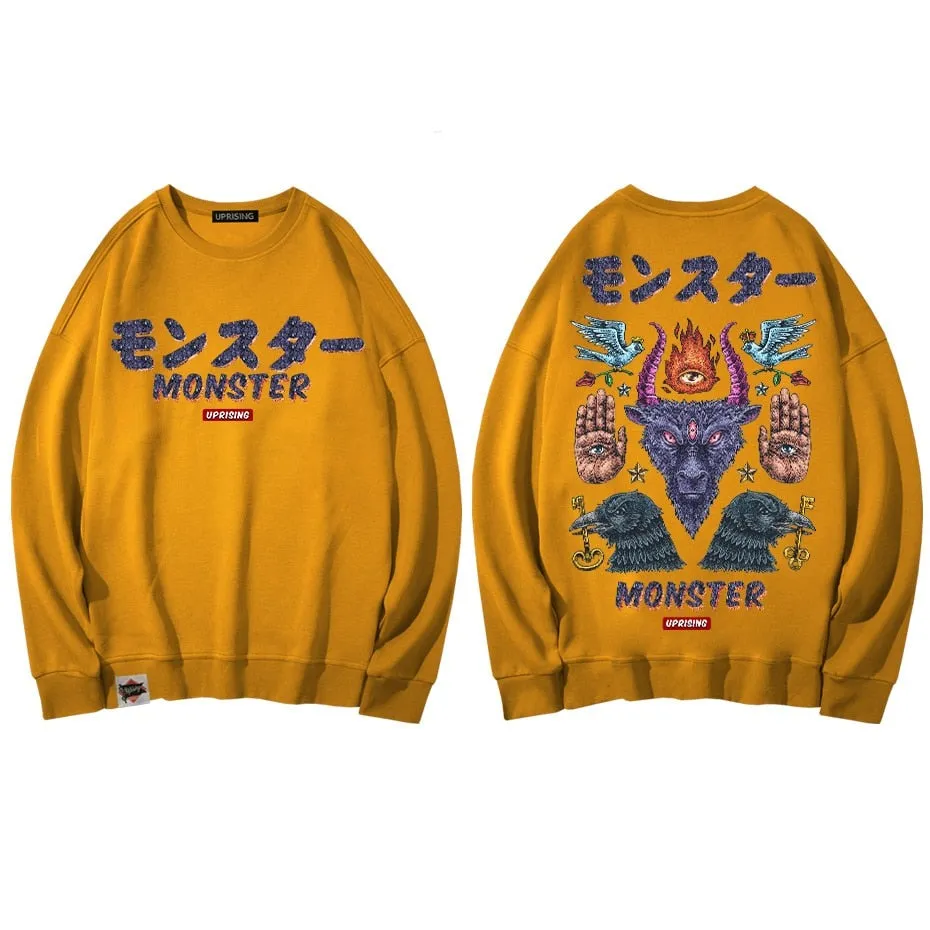 Hoodies, Sweatshirts Monster long-sleeved street fashion brand personality joint hip-hop motorcycle popular