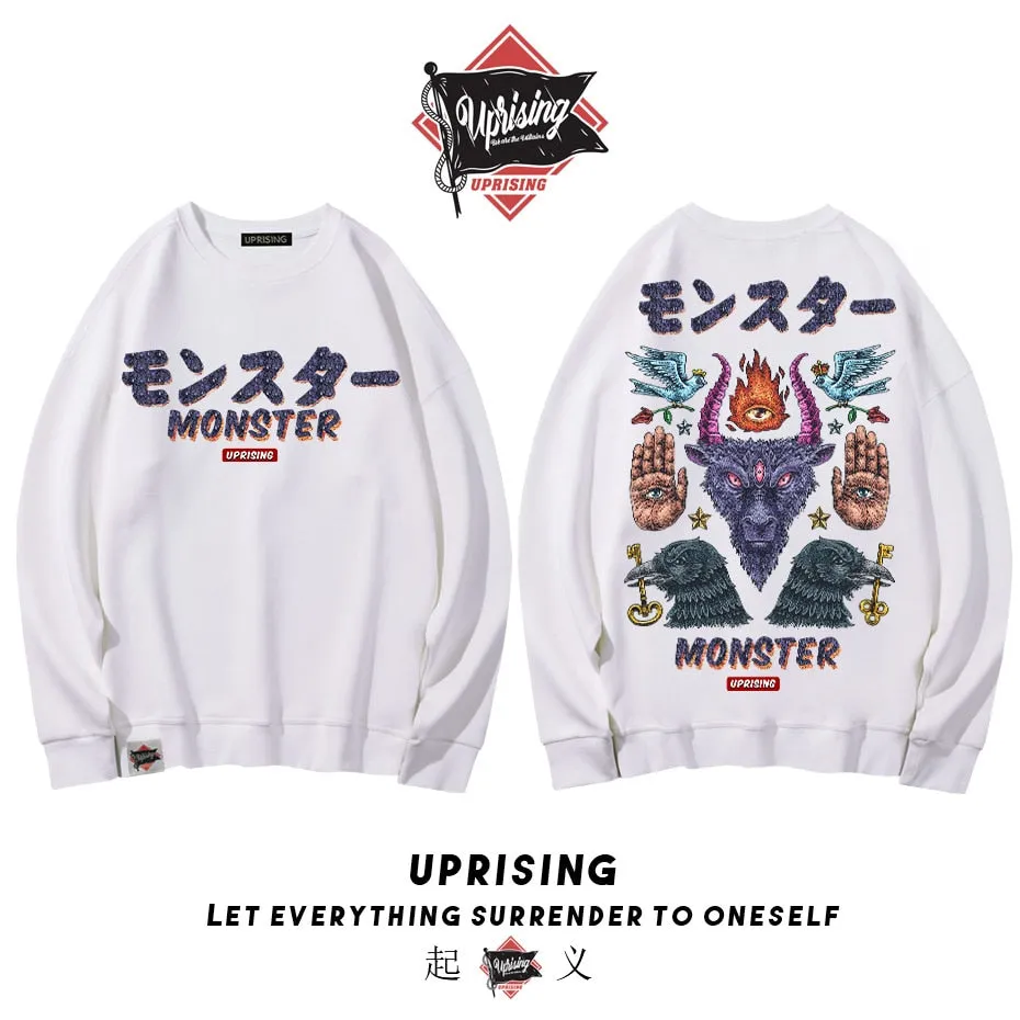Hoodies, Sweatshirts Monster long-sleeved street fashion brand personality joint hip-hop motorcycle popular