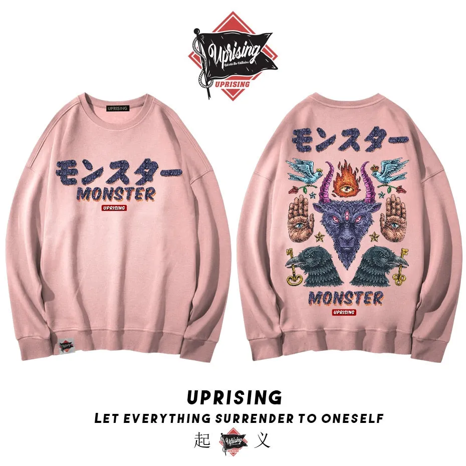 Hoodies, Sweatshirts Monster long-sleeved street fashion brand personality joint hip-hop motorcycle popular