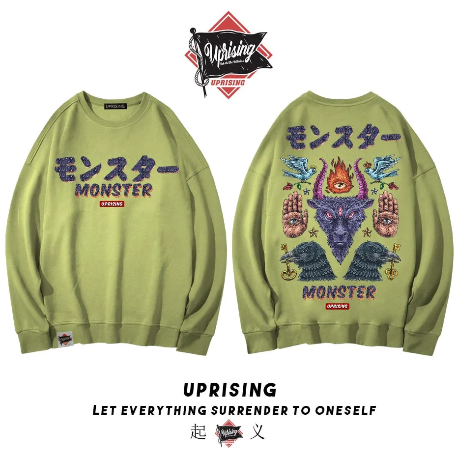 Hoodies, Sweatshirts Monster long-sleeved street fashion brand personality joint hip-hop motorcycle popular