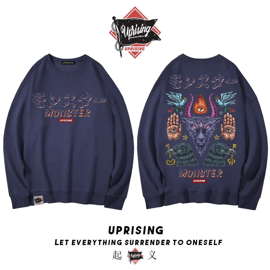 Hoodies, Sweatshirts Monster long-sleeved street fashion brand personality joint hip-hop motorcycle popular