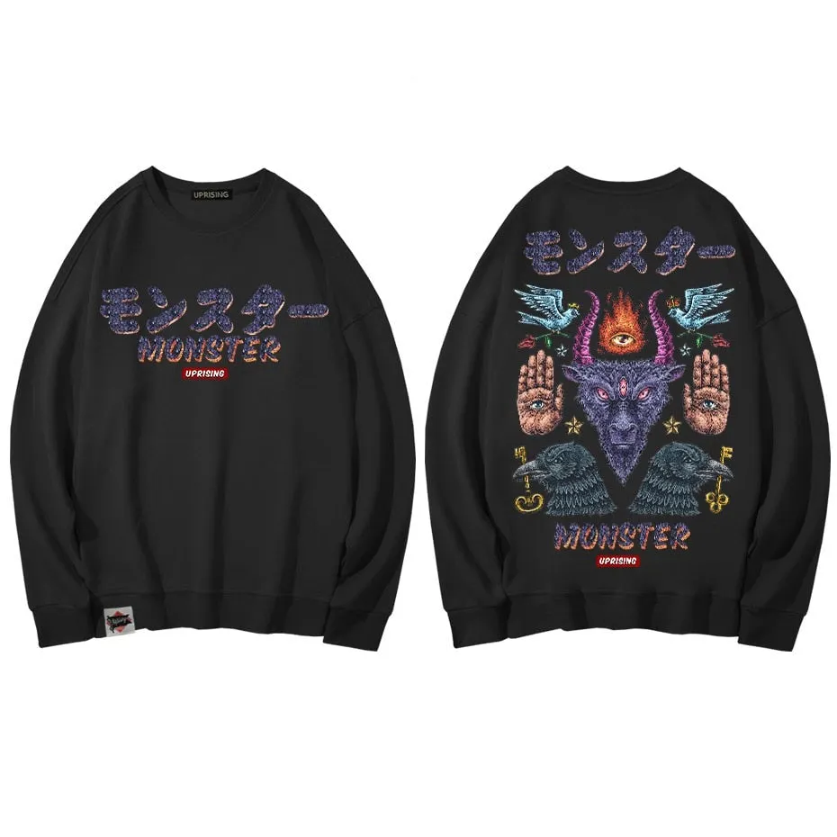 Hoodies, Sweatshirts Monster long-sleeved street fashion brand personality joint hip-hop motorcycle popular