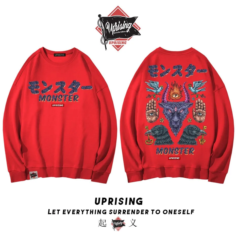Hoodies, Sweatshirts Monster long-sleeved street fashion brand personality joint hip-hop motorcycle popular