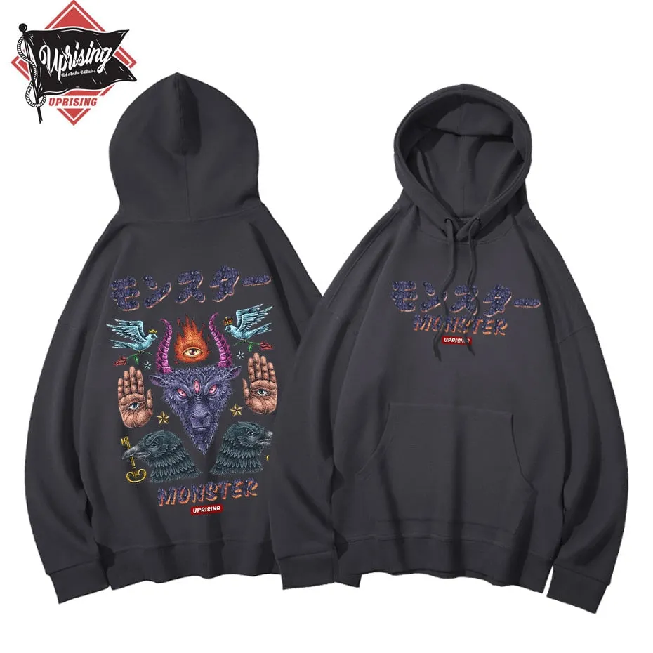 Hoodies, Sweatshirts Monster long-sleeved street fashion brand personality joint hip-hop motorcycle popular