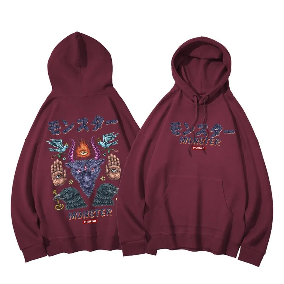 Hoodies, Sweatshirts Monster long-sleeved street fashion brand personality joint hip-hop motorcycle popular