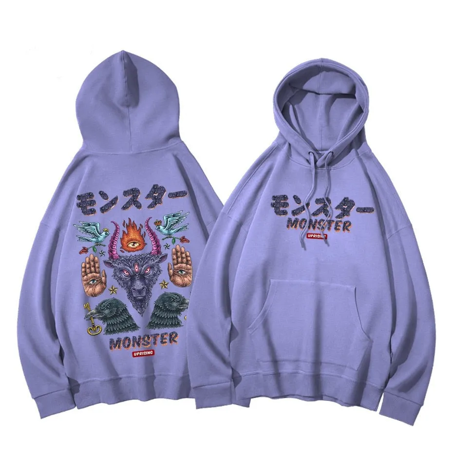Hoodies, Sweatshirts Monster long-sleeved street fashion brand personality joint hip-hop motorcycle popular