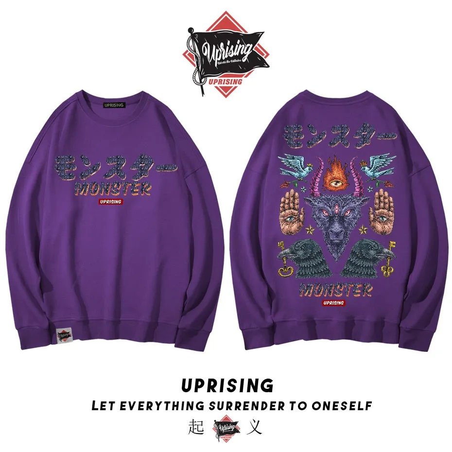 Hoodies, Sweatshirts Monster long-sleeved street fashion brand personality joint hip-hop motorcycle popular