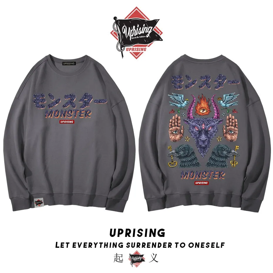 Hoodies, Sweatshirts Monster long-sleeved street fashion brand personality joint hip-hop motorcycle popular