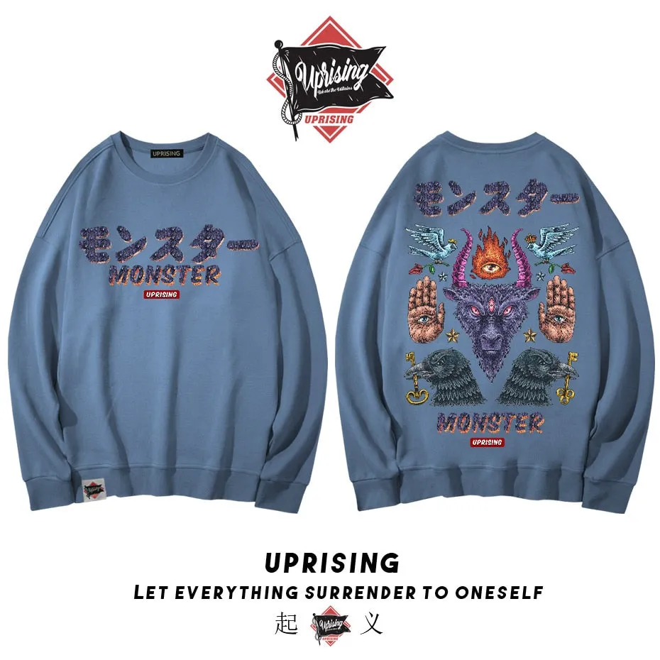 Hoodies, Sweatshirts Monster long-sleeved street fashion brand personality joint hip-hop motorcycle popular