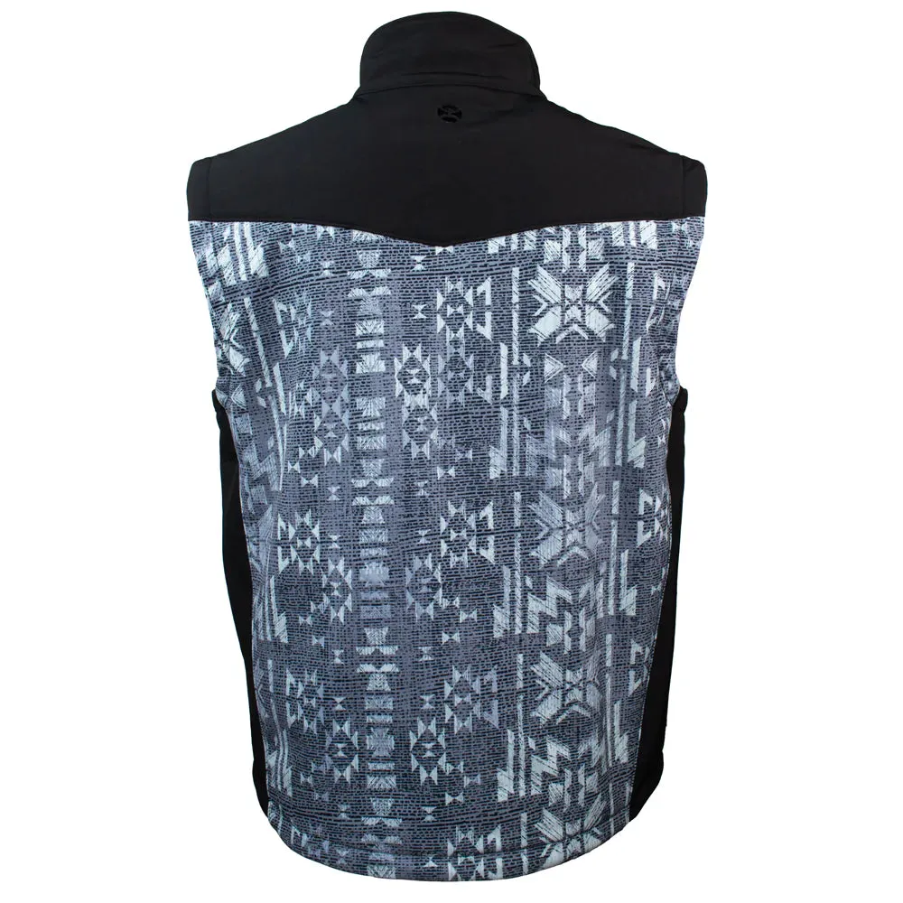 Hooey Men's Aztec Grey & Black Softshell Vest HV092CHAZ