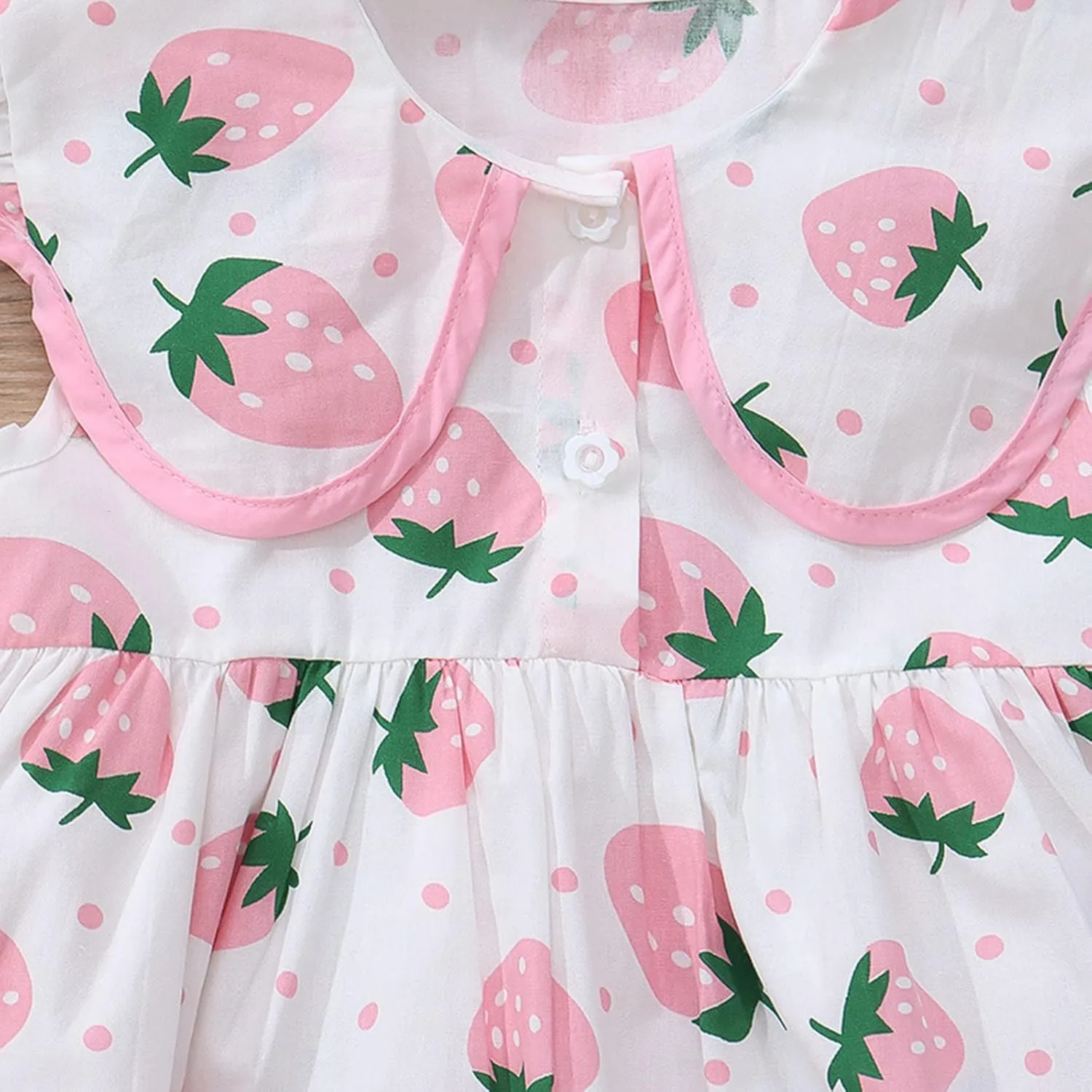 Infant Toddler Girls Short Sleeve Casual Dress Fruits Print Sundress A-Line Pleated Beach Dress
