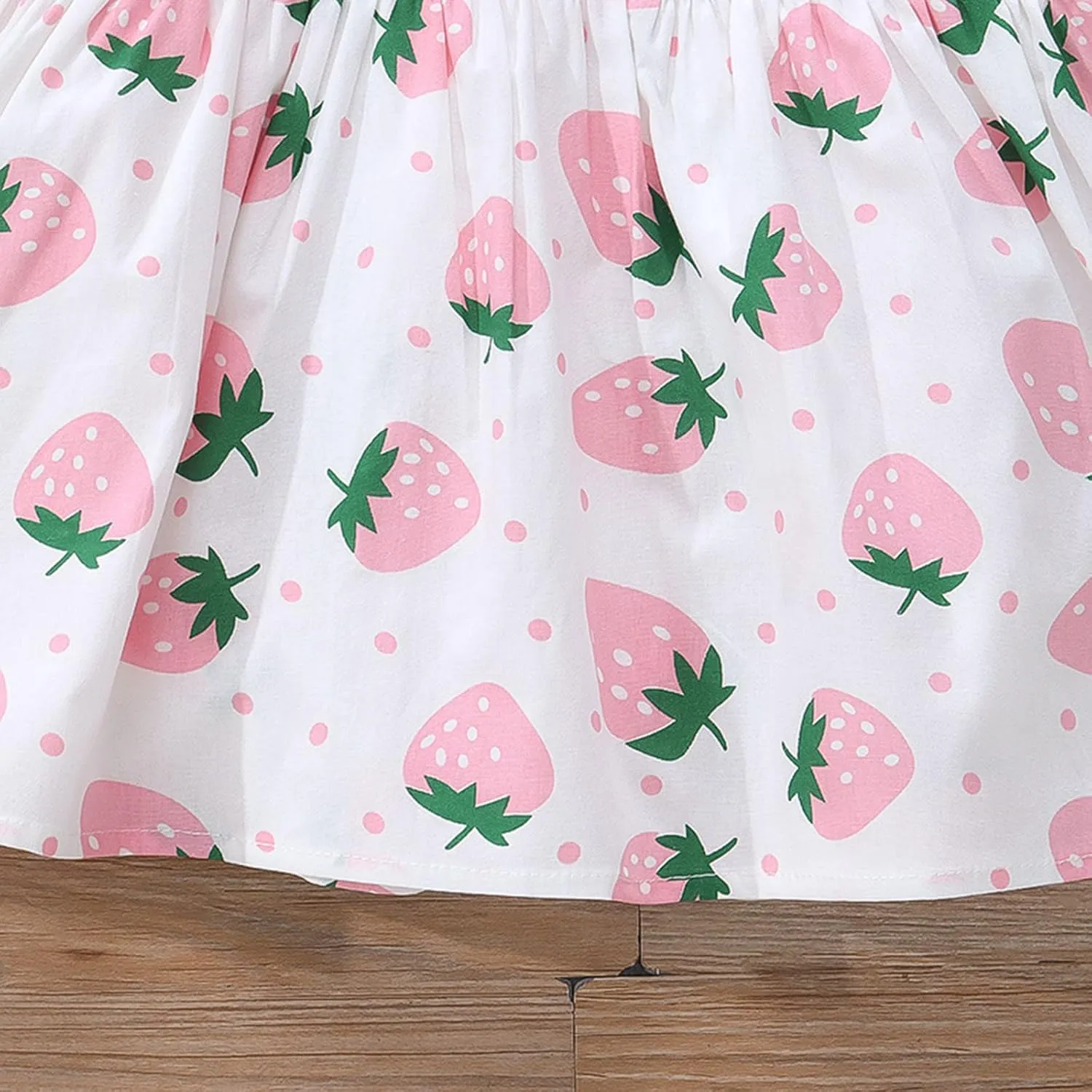 Infant Toddler Girls Short Sleeve Casual Dress Fruits Print Sundress A-Line Pleated Beach Dress