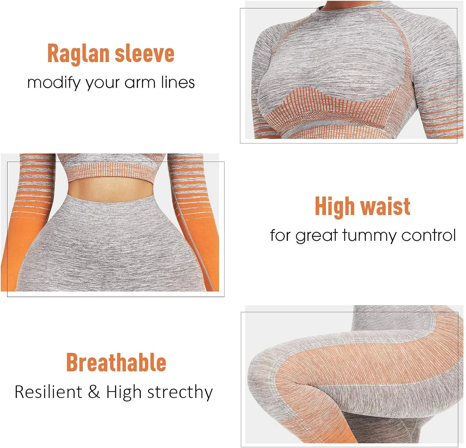 JOYMODE Workout Sets for Women 2 Piece High Waist Seamless Leggings and Crop Top Yoga Outfit
