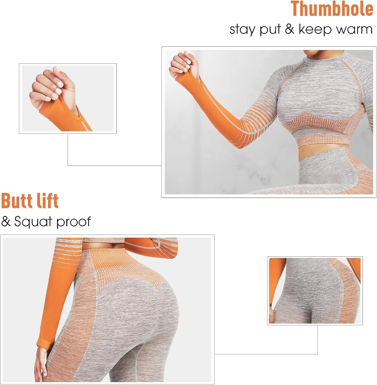 JOYMODE Workout Sets for Women 2 Piece High Waist Seamless Leggings and Crop Top Yoga Outfit