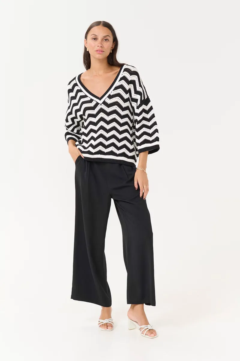 KAFFE KAlaina Knit Pullover Black/Chalk