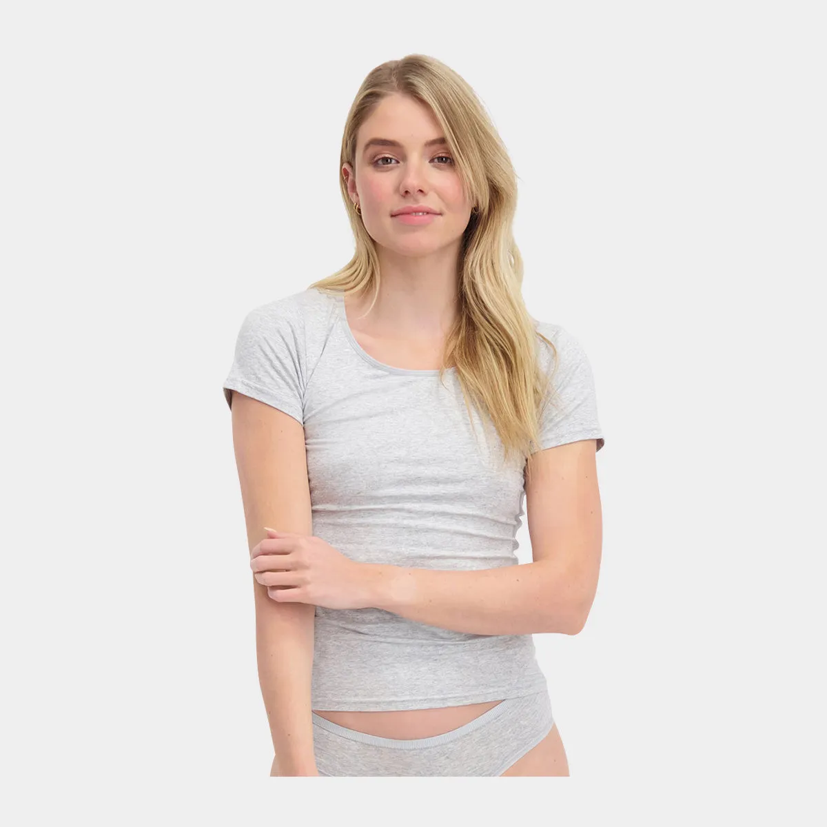 Kate bambus T-shirt rund hals - lysegrå 2 pak