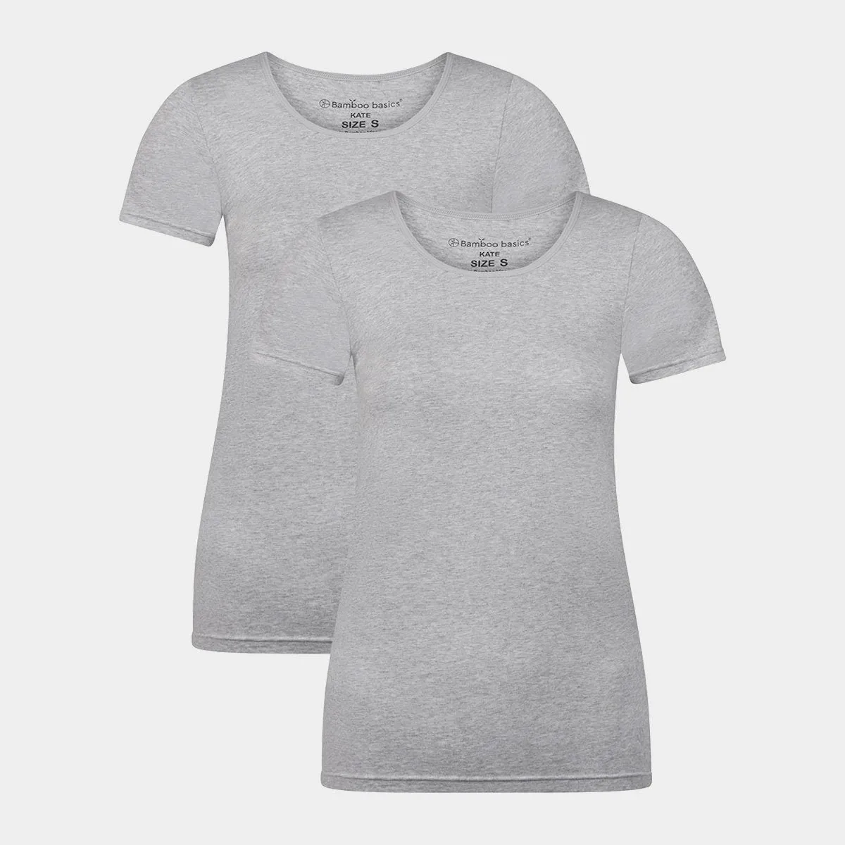 Kate bambus T-shirt rund hals - lysegrå 2 pak