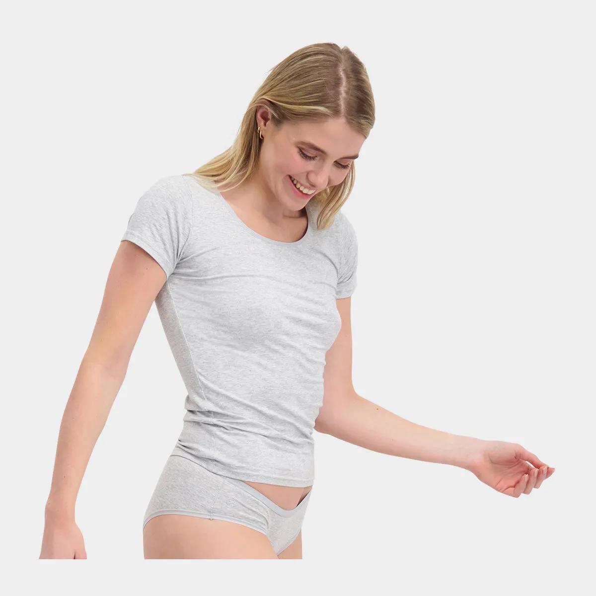Kate bambus T-shirt rund hals - lysegrå 2 pak