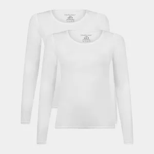 Lara bambus langærmet T-shirt - Hvid 2 pak
