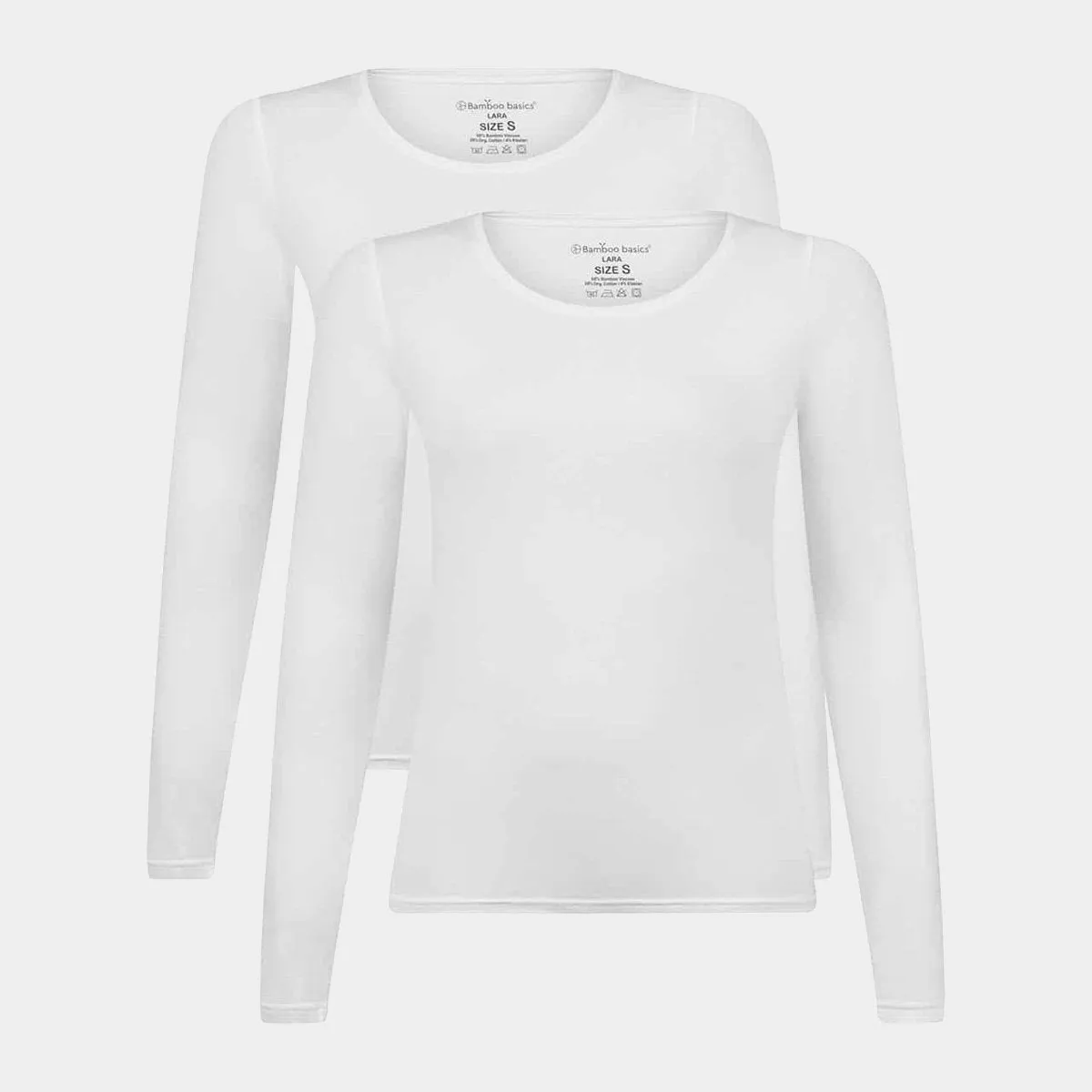Lara bambus langærmet T-shirt - Hvid 2 pak