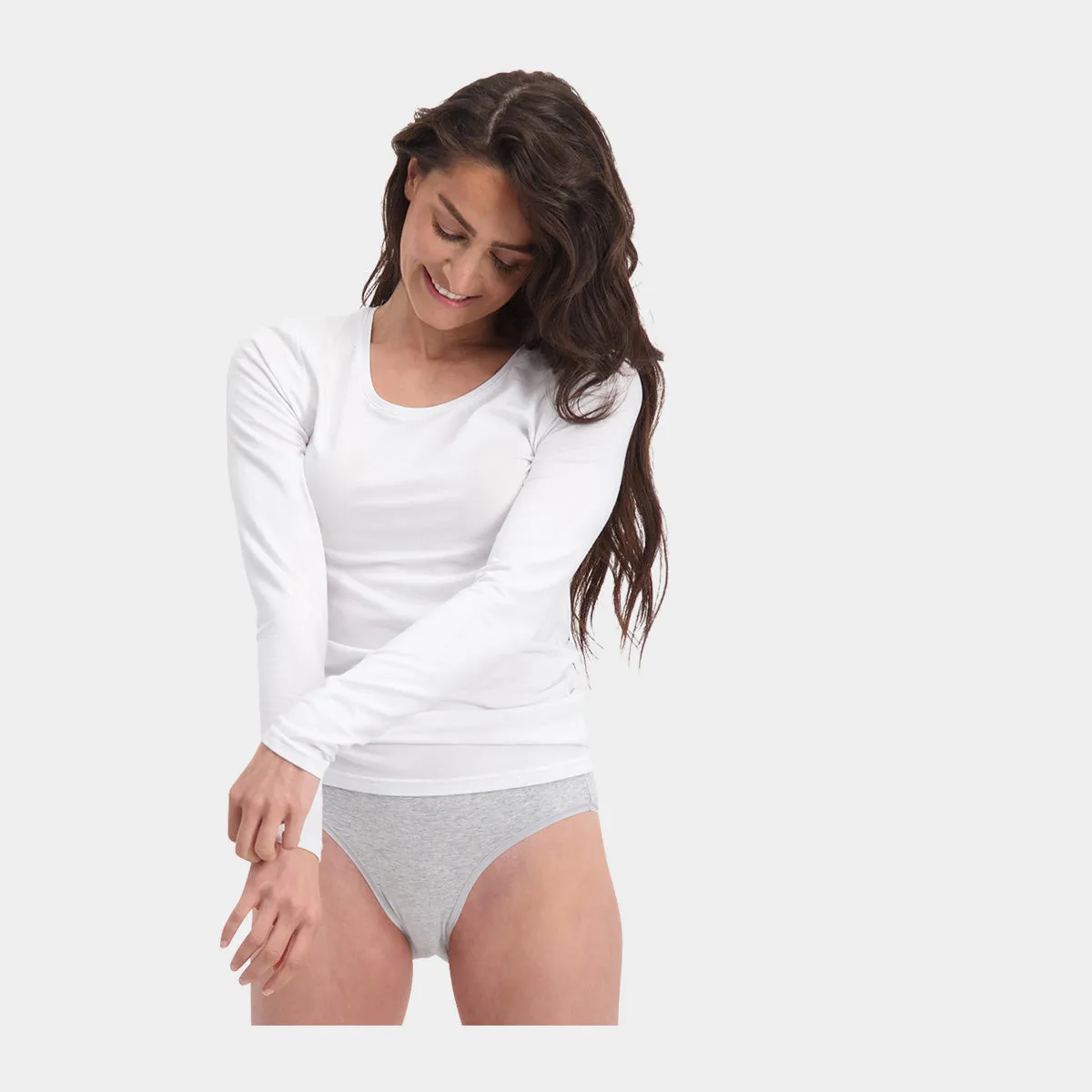 Lara bambus langærmet T-shirt - Hvid 2 pak