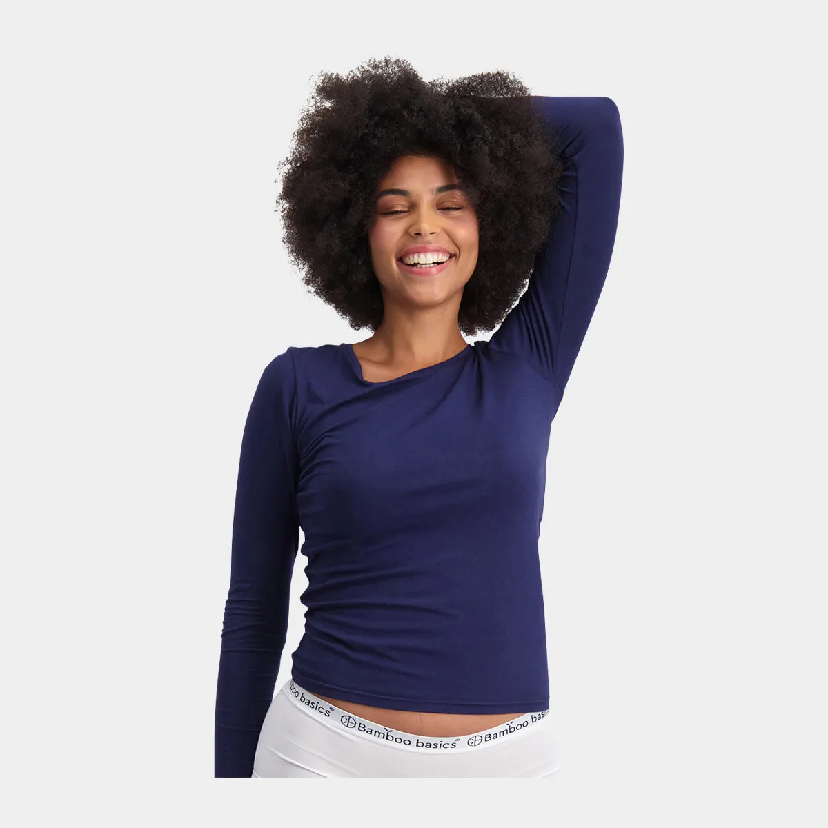 Lara bambus langærmet T-shirt - Navy 2 pak
