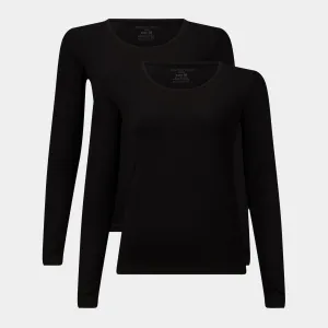 Lara bambus langærmet T-shirt - Sort 2 pak