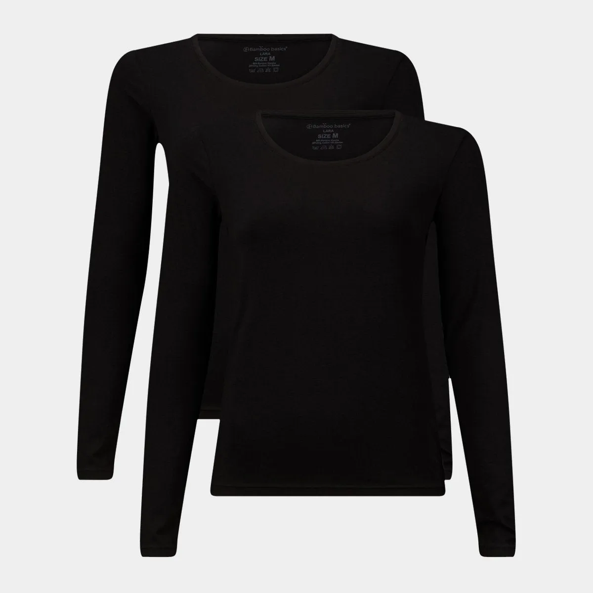 Lara bambus langærmet T-shirt - Sort 2 pak