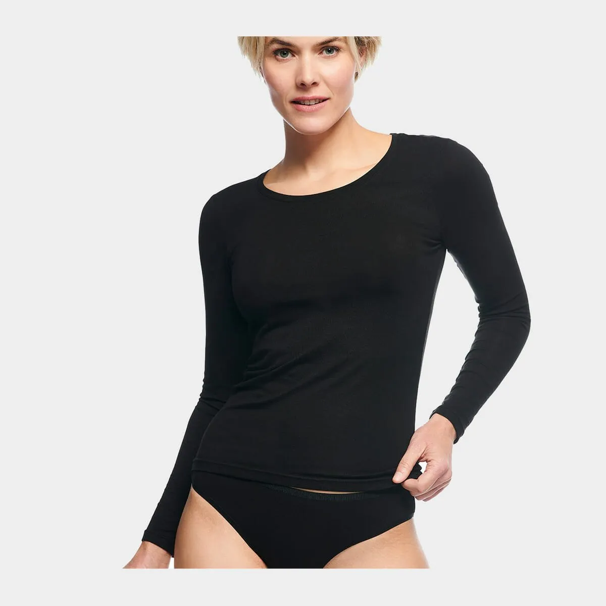 Lara bambus langærmet T-shirt - Sort 2 pak