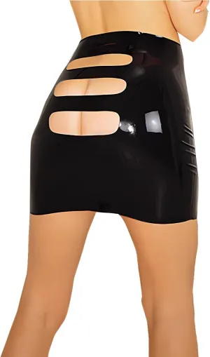 Latex Pencil Skirt for Women with Hip Cut Out, Sexy Latex Rubber Mini Skirt for Party Holiday Cosplay Sex (M, Red)