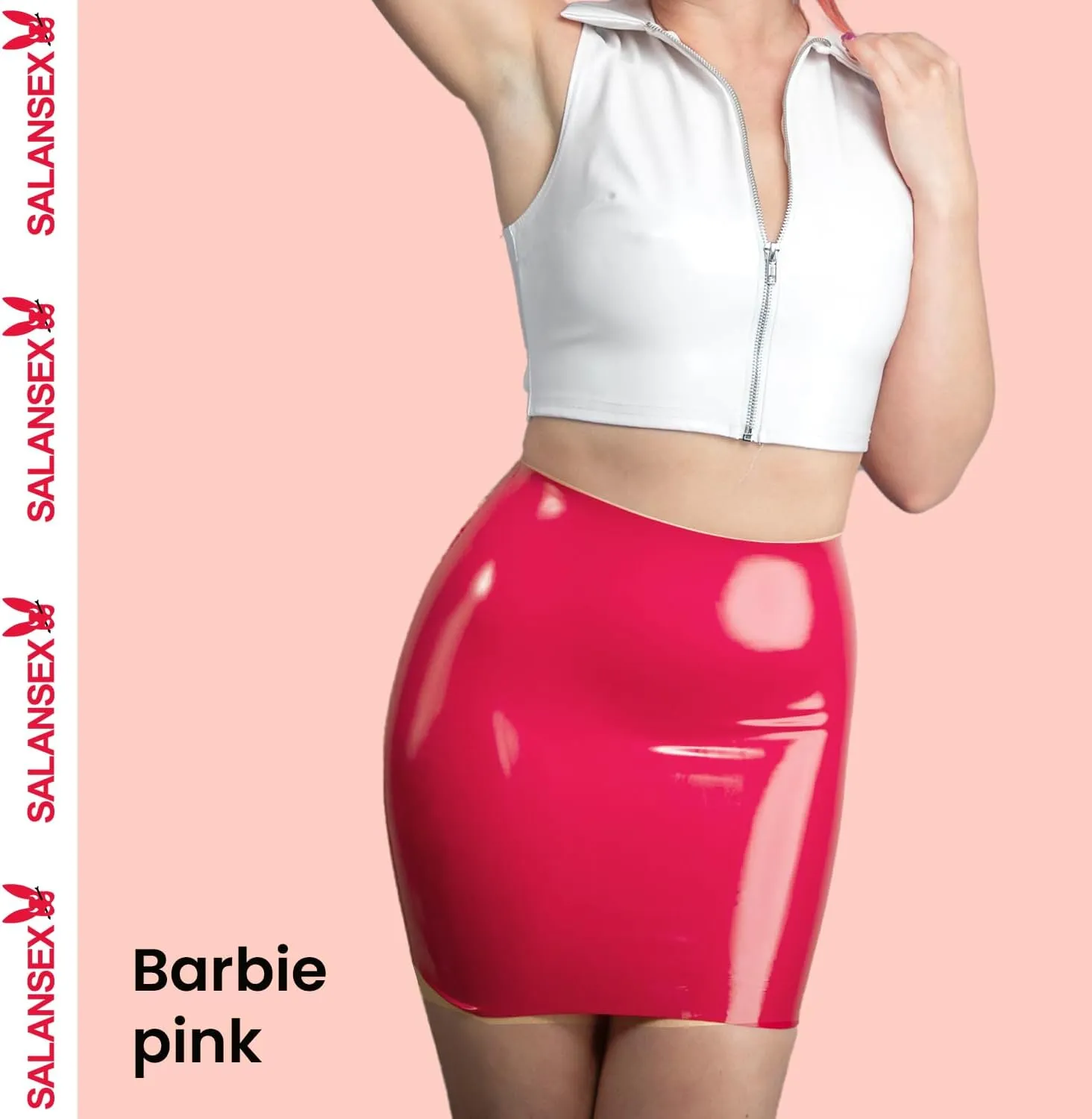 Latex Pencil Skirt for Women with Hip Cut Out, Sexy Latex Rubber Mini Skirt for Party Holiday Cosplay Sex (M, Red)