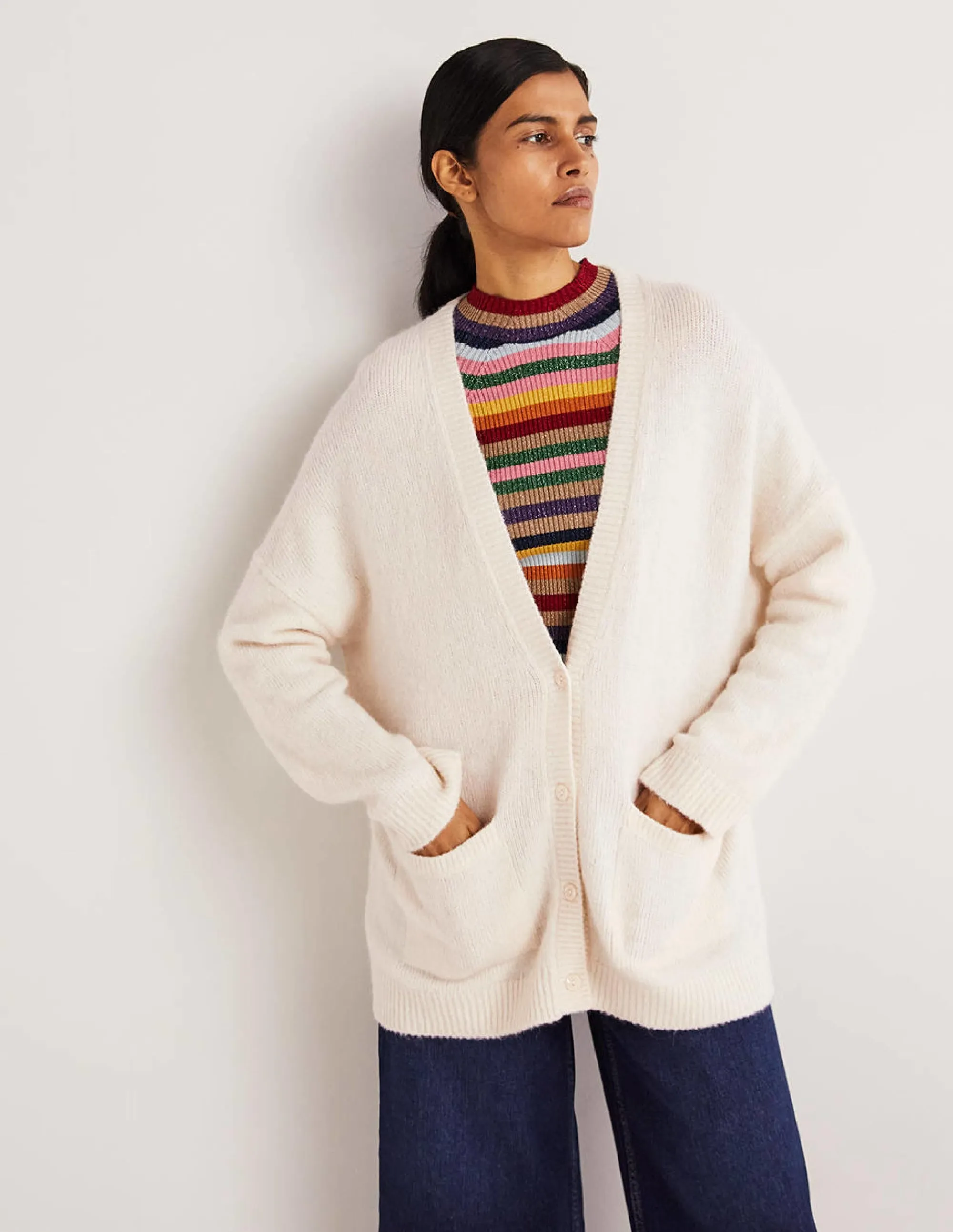 Long Fluffy Cardigan-Ivory