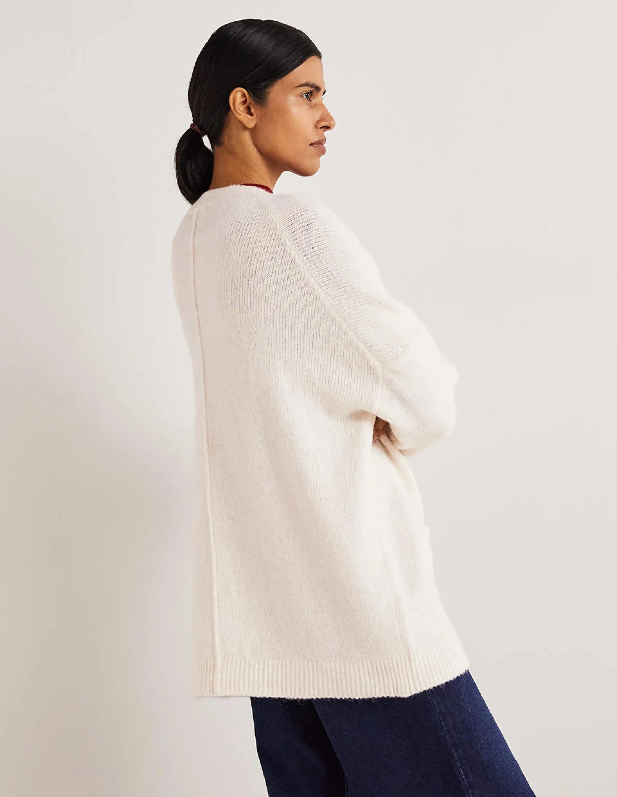 Long Fluffy Cardigan-Ivory