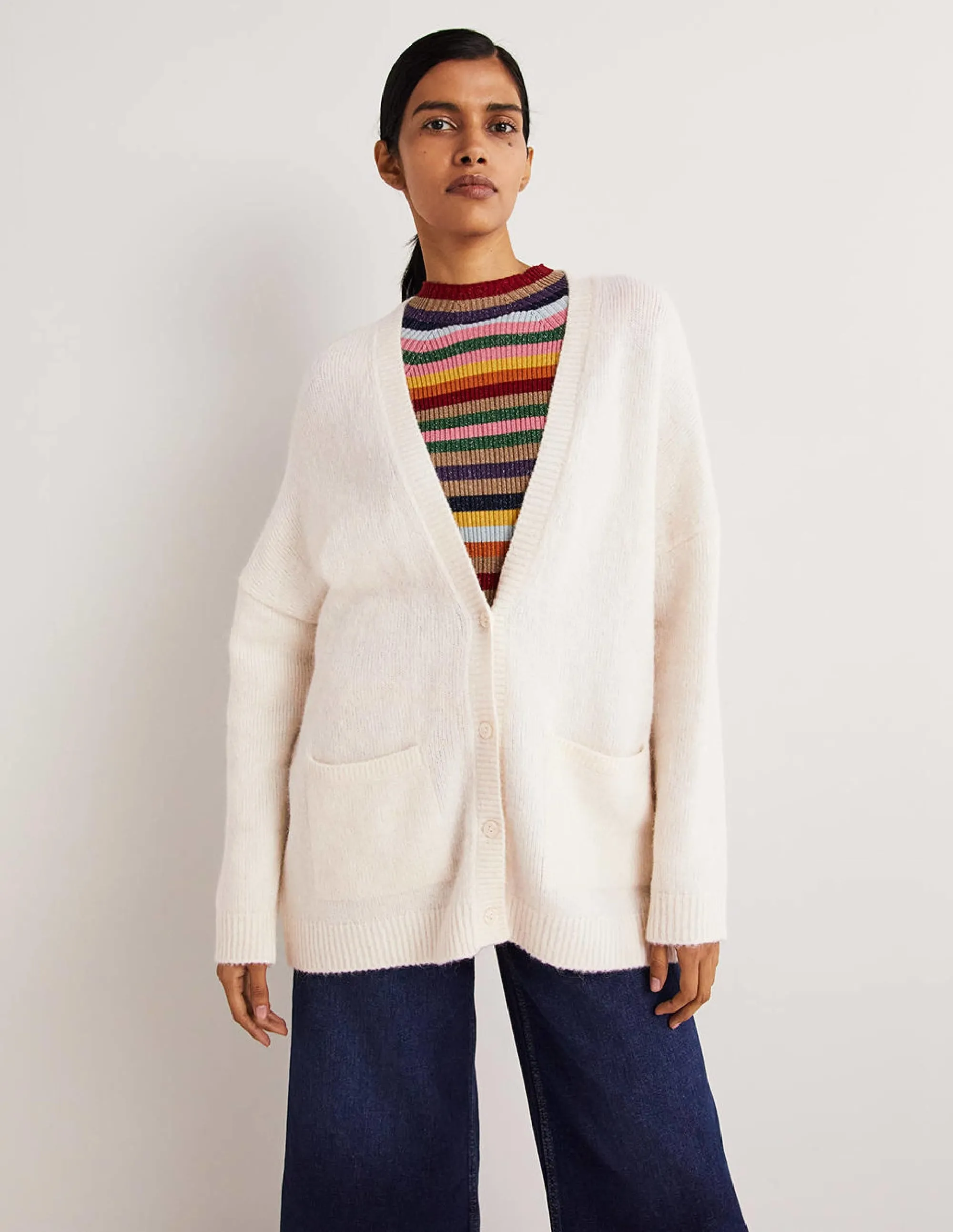 Long Fluffy Cardigan-Ivory