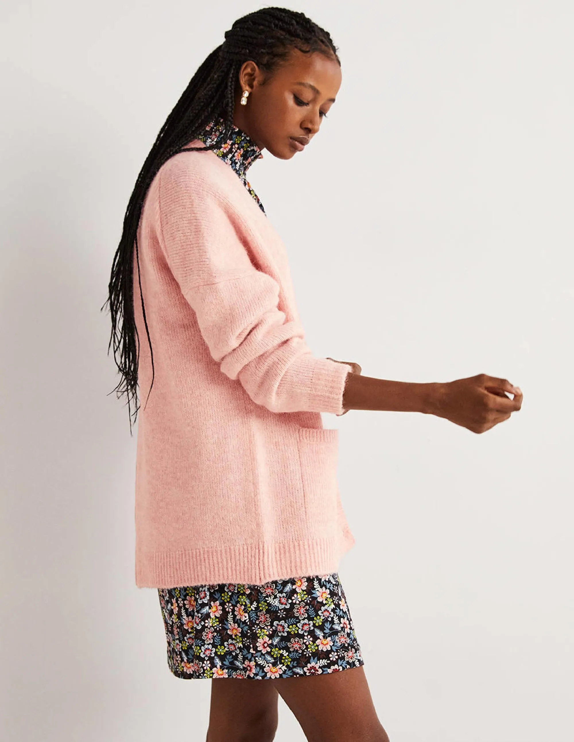 Long Fluffy Cardigan-Pink Frosting