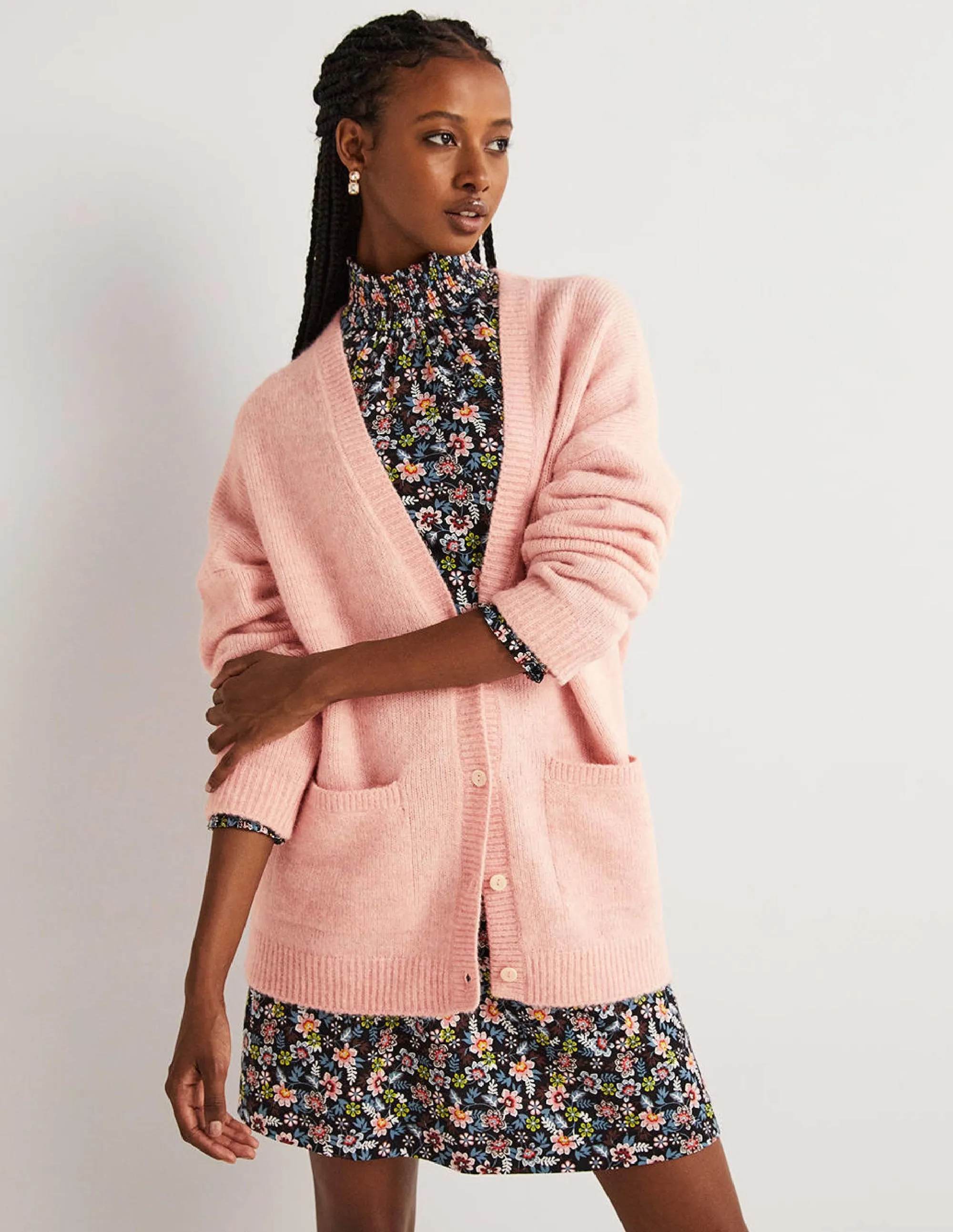 Long Fluffy Cardigan-Pink Frosting