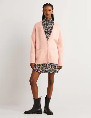 Long Fluffy Cardigan-Pink Frosting