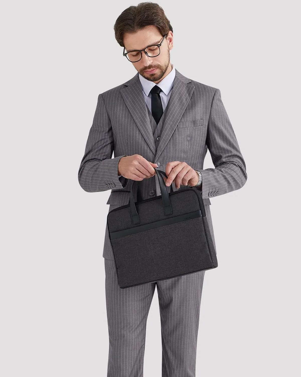 MAGE MALE Mens Pinstripe 3 Piece Suit Slim Fit Elegant Single Breasted Business Wedding Party Blazer Vest& Pants Set