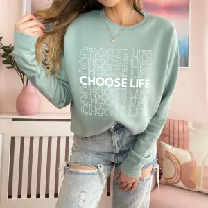 March For Life Choose Life Christian Sponge Fleece Crewneck Sweatshirt (Repeat)