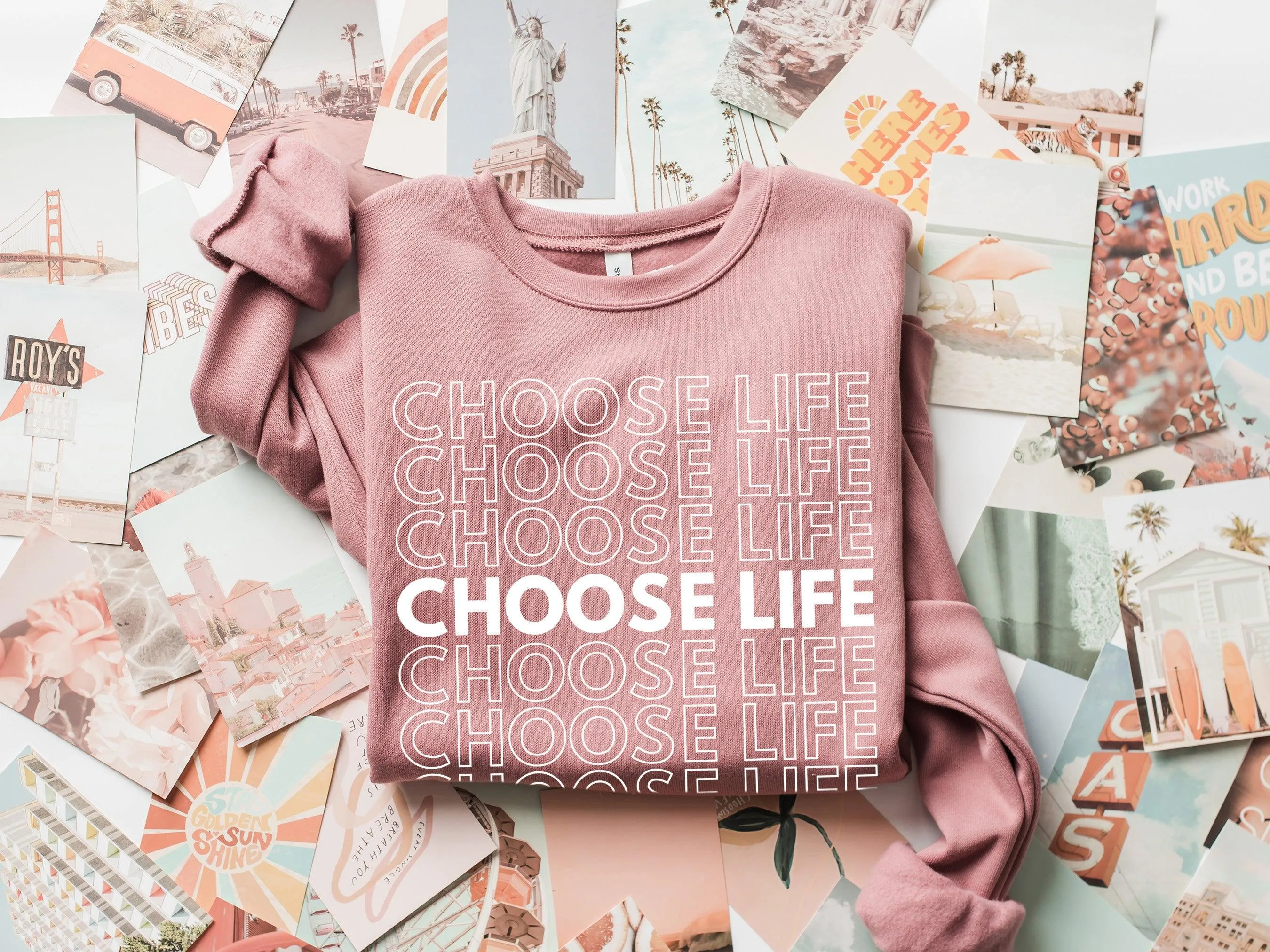 March For Life Choose Life Christian Sponge Fleece Crewneck Sweatshirt (Repeat)