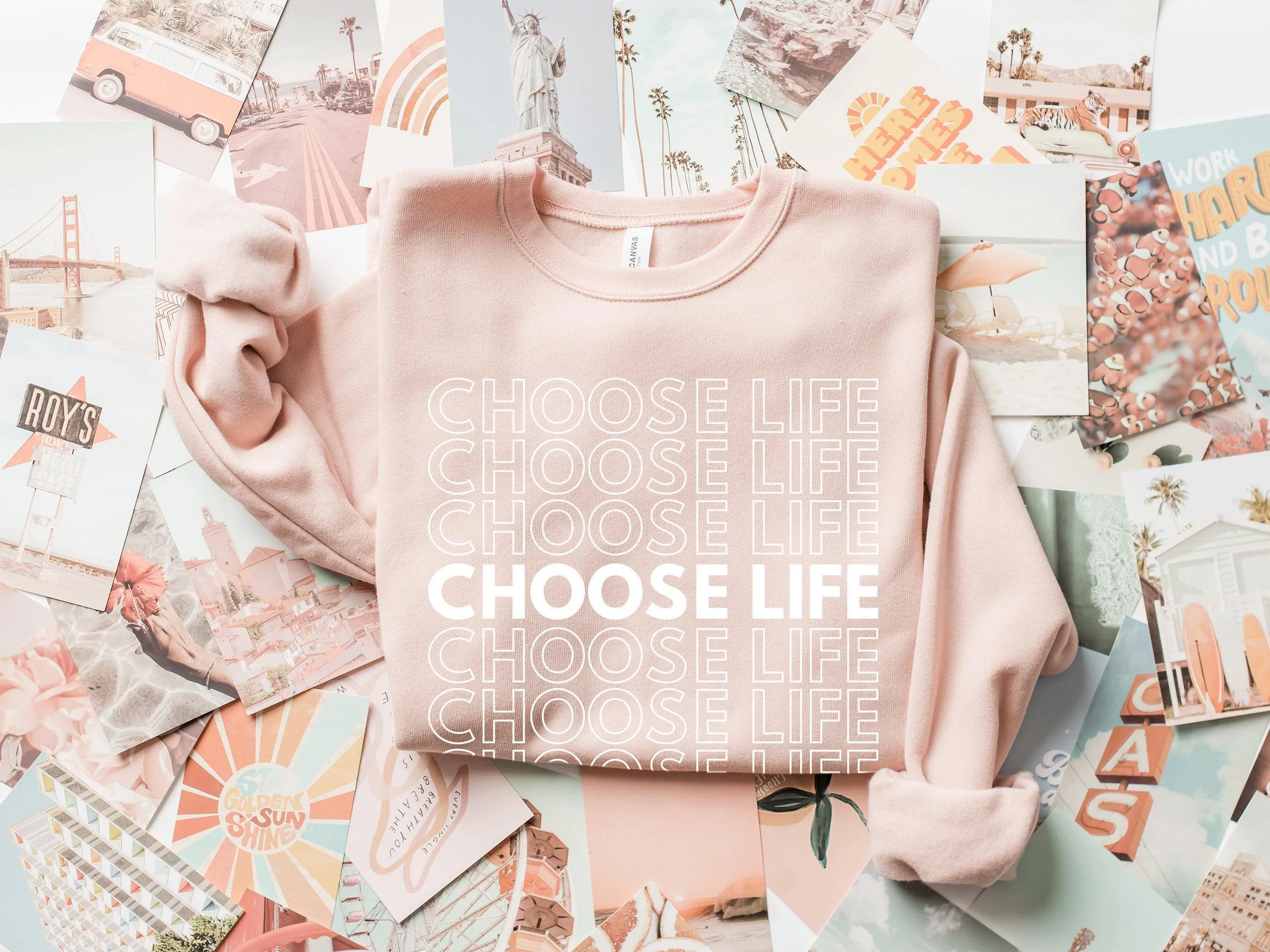March For Life Choose Life Christian Sponge Fleece Crewneck Sweatshirt (Repeat)