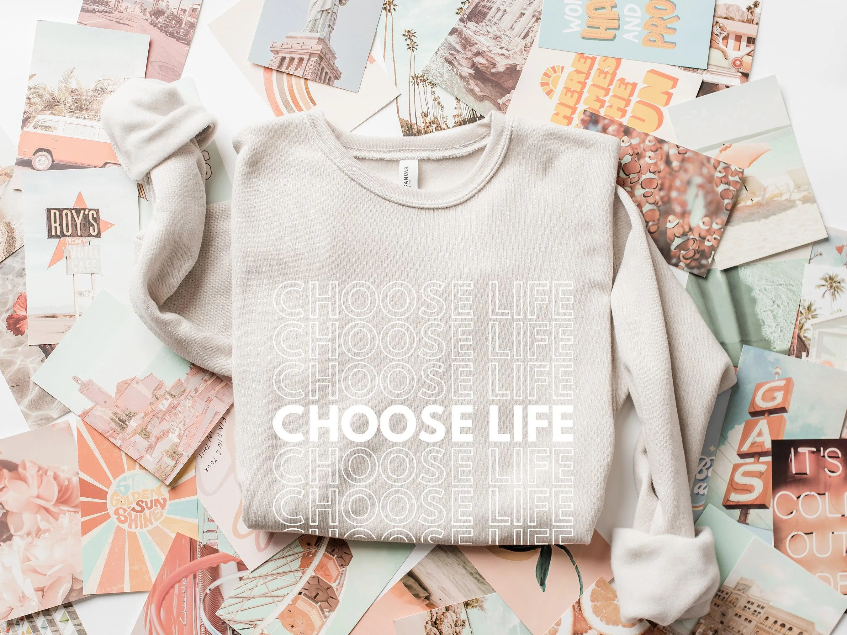 March For Life Choose Life Christian Sponge Fleece Crewneck Sweatshirt (Repeat)